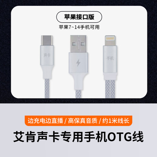 Aiken OTG line sound card special iPhone Android otg data cable mobile phone conversion cable rechargeable live broadcast Type-c data cable connection cable Apple OTG cable (available 7-14)