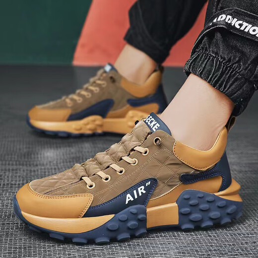 Forrest Gump Schuhe Herrenschuhe atmungsabstimmung kleine weiße Brettschuhe Sportschuhe lässige Schuhe Ein Fuß Pedal Trendy Schuhe Nicht-Schlupf-Kleidung-resistente Laufschuhe verbesserte Version-Khaki 41