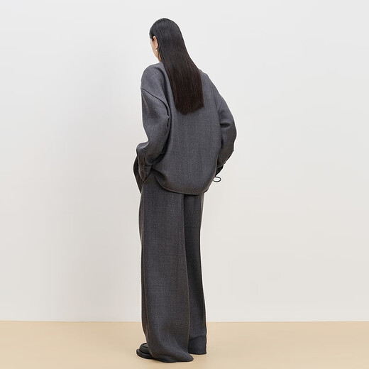 AUM (AUM) celebrity style AUM new winter double-layer tweed shirt pants half twilight gray shirt M