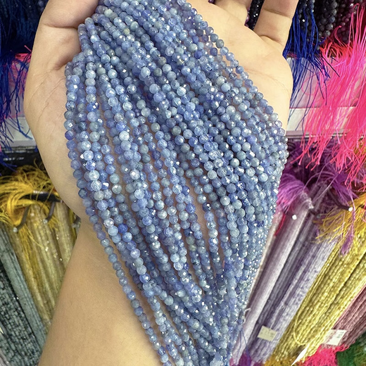 Desde cuentas redondas cortadas de tanzanita natural, partículas pequeñas, cuentas sueltas facetadas, cortadas de cristal de la esquina, collar de brazalete de bricolaje de bricolaje de bricolaje cortado tanzanito facetado 2 mm [1 cuerda]