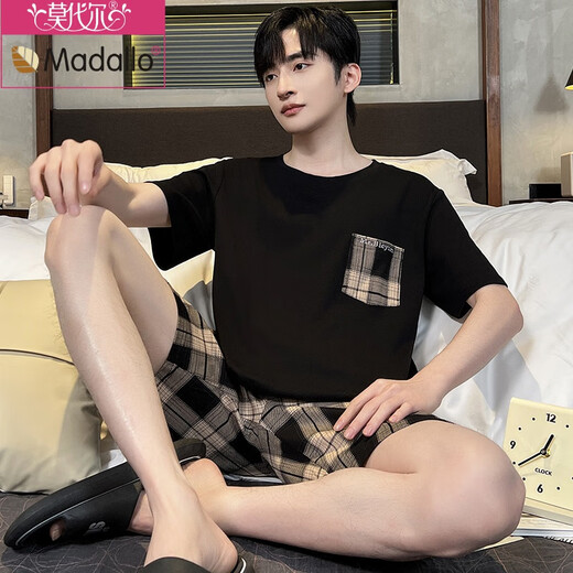 
Modal summer pajamas for men short-sleeved modal thin style for teenagers who are ice silk in summer can wear home clothes suits outside. Cool Modal ~ 3570 XL men (suggested height 175, weight 1