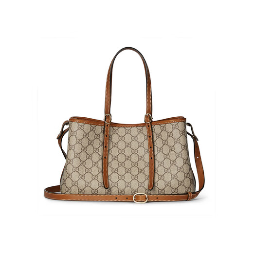 Gucci (GUCCI) women's bag GG Emblem series small old-fashioned coated tote bag handbag shoulder bag crossbody bag 815214 FAD6L 9758 brown pre-sale