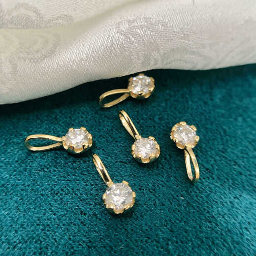 Pop pure 18k gold gold sparkling six-claw moissanite light luxury simple versatile pendant with gold and diamond road pass diy 18k yellow moissanite 20 points (1 piece)