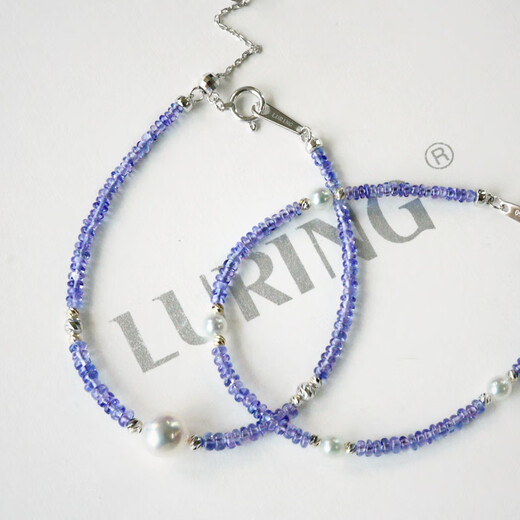 Kechuweijia lavender. Natural tanzanite + Japanese Akoya pearl necklace bracelet 18K gold spot/gold/single bead necklace/full length about 38+5c