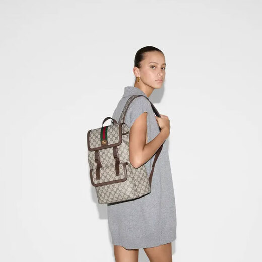 Gucci (GUCCI) Backpack Women's Bag Men's Bag Couple's Ophidia Series GG Backpack Travel Bag Unisex Cool Women's Bag Small Ebony/Brown 792114FADMF9794