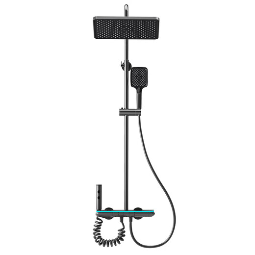 JOMOW Smart Shower Ducha Conjunto completo de Cobre Body Conjunto de temperatura Constante Pantalla digital con Booster Ambient Light Hogar Keys N688 Gun Ash Hot and Cold Digital Pantall [Lista dorada Hot y Hot] Entrega al paquete doméstico Instalación