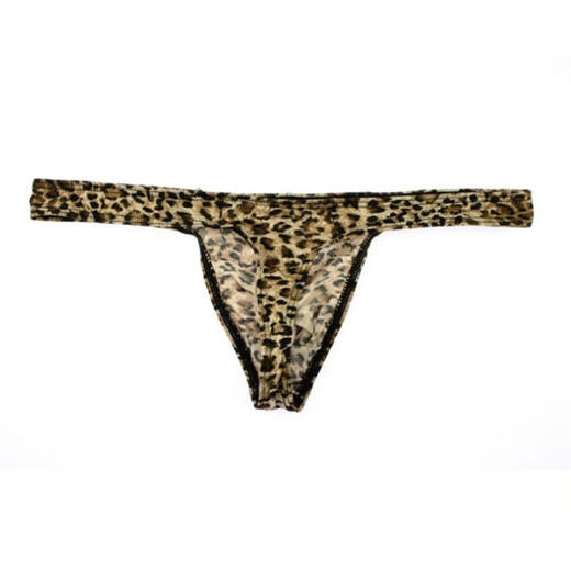 Luzhan men's thong leopard print snake print underwear printed thong low waist 22BK-22 gray leopard print 2XL