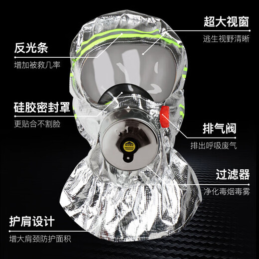 Zhunhang fire mask 3C certified fire and smoke gas mask fire escape mask filter self-rescue respirator shawl style thickened filter respirator 10 pieces