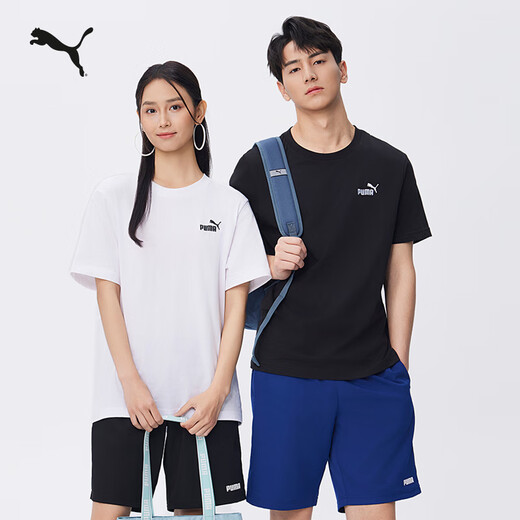 Puma (Puma) Sports et T-shirt à manches courtes brodés décontractés pour hommes et femmes 2025 Printemps et été Nouveau Top Simple 691550 Black-01 L (180 / 100A)