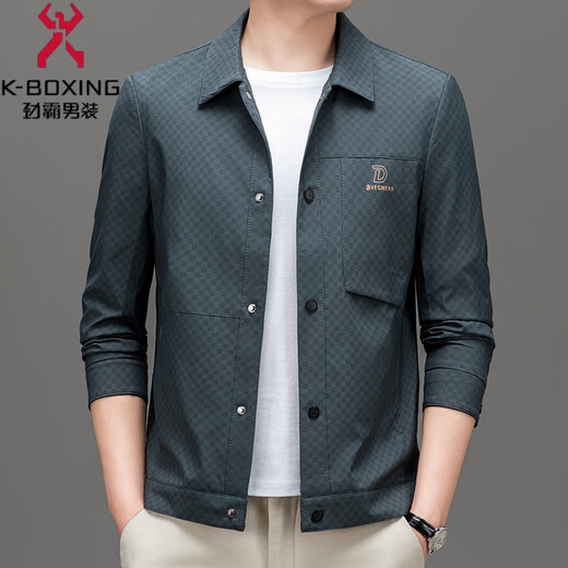 Jinba Lapel Jacket Men's Spring Business Casual Aprofofroping and Non-Scalding Anti-Wrinkes Stretch Plaid Trench Coat Veste noir L 175 [poids 120-140jin [Jin équivaut à 0,5 kg]]]