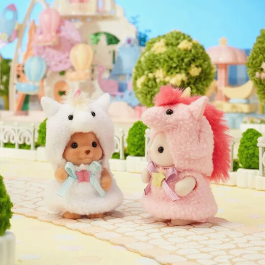 Familias Sylvanian Versión japonesa de Poodle Silk Cat Unicorn Set jugando a la casa Girl Toy Doll Set Regals para niños