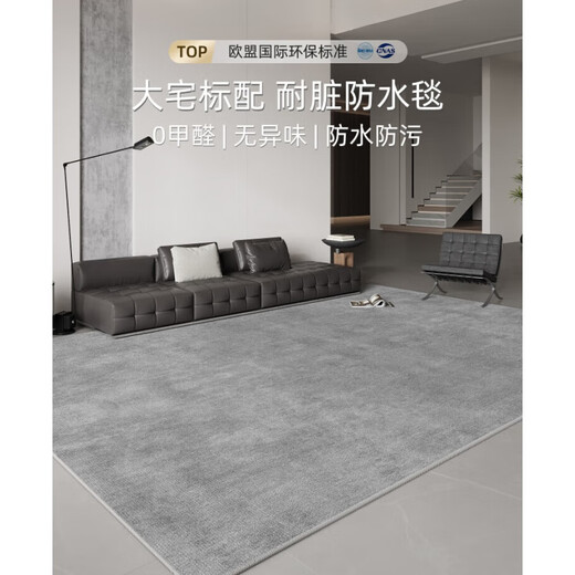 轻仙可拆洗地毯客厅地毯轻奢高级感免洗2025新款免洗可擦加厚灰色地垫 冬岩-16780 140cm*200cm【新升级防水丝】