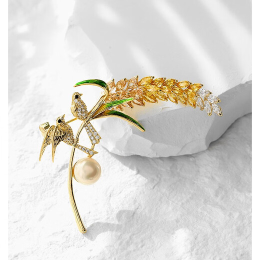 QUAMER Minglong Youth Same Style Cuckoo Pin Women's Jacket Suit Pin High-end Fashion Exquisite Gold Natural Freshwater Pearl