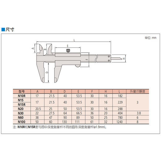 Mitutoyo Vernier Caliper 530-101/0-150mm/0.05mm Thin High-Precision Oil Standard Mechanical Caliper Industrial Grade Imported from Japan