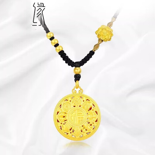 Yingtang Old Phoenix 999 gold gold-plated eight-treasure compass pendant female lotus transfer bead blessing and peace buckle braided necklace Phoenix gold store model
