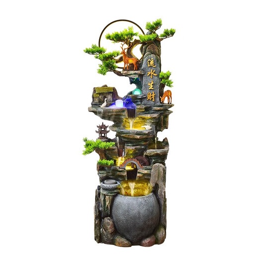 Agua de agua Gran rocosa que fluye en la fuente de agua Fuente Sala de estar Riqueza Riqueza Feng Shui Humidificador Circulación de montaña Decoración de paisajes 9923 Pequeña altura 108 cm