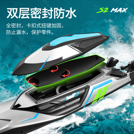GPPNKC Batchless à distance de télécommande Boat pour enfants à grande vitesse à grande vitesse Le filet de traction imperméable de la puissance peut être lancé modèle de jouet modèle extra large de 50 cm de vitesse de vitesse sans brosse refroidie par eau (bateau de croisement, quatre supérieurs électriques [Garantie à vie + batterie de télécommande +