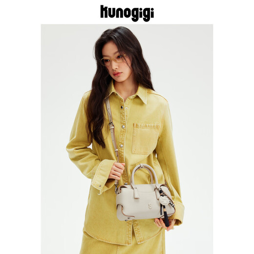 古良吉吉KUNOGIGI/古良吉吉棒球经典波士顿包中号女单肩斜挎包 白色