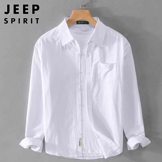 Jeep Spirit Jeep Японская рубашка с длинными рукавами мужчина весна свободно повседневная хлопчатобумажная рубашка, мужчина светло-серый xl