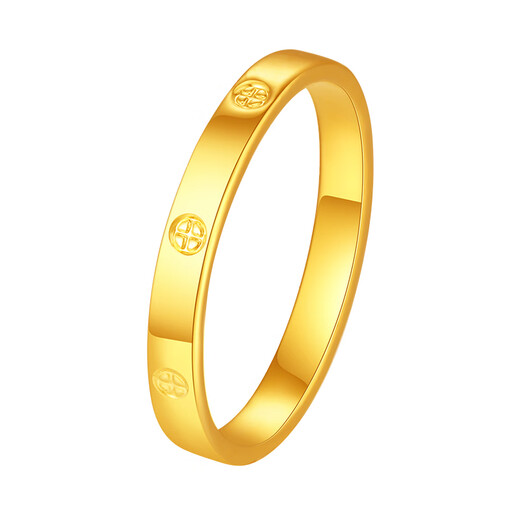 Water shell gold pure gold 999 four-leaf clover pattern ring gold ring women's 5D craft birthday gift four-leaf clover ring 10 circles + gold weight about 0.5 grams