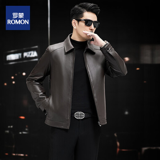 
ROMON genuine leather leather jacket men's jacket men's spring and autumn new clothes business casual sheepskin jacket men's jacket men's clothing brown L 175/92A