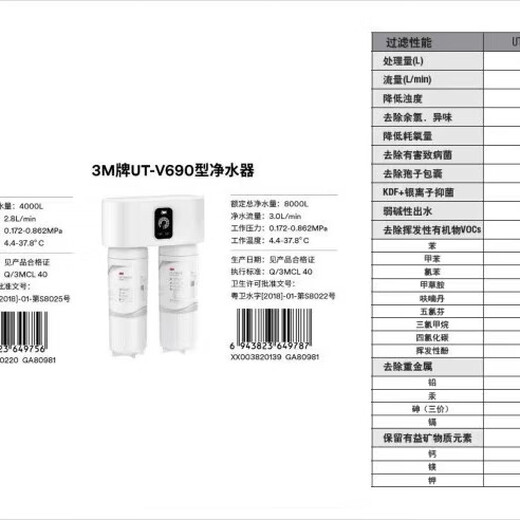 NAT Clean3m Новый интеллектуальный очиститель воды UT-V390UT-V690 стерилизационный мембранный состав стерилизационной мембранной композит Активированный элемент замены углерода Интегрированный коэффициент интегрированного соотношения UT-V390-C1+C2.