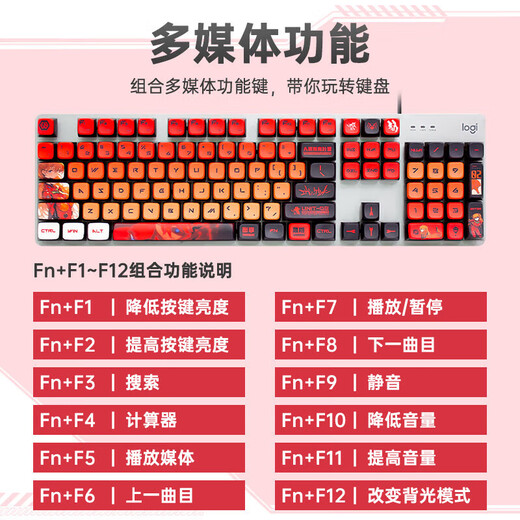 罗技（Logitech）K845机械键盘   机械键轴 有线机械键盘 电竞办公游戏台式外接笔记本电脑 K845青轴-明日香+G502 HERO