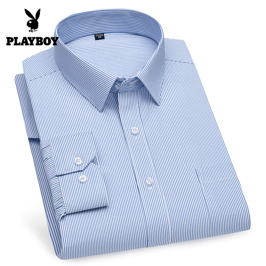 Playboy Frühlings- und Herbst-Herren-Plaid Langarm Shirt Professionelles Baumwollhemd Business Casual Elasticaling Falten Anti-Falten-Arbeitskleidung 6629 38