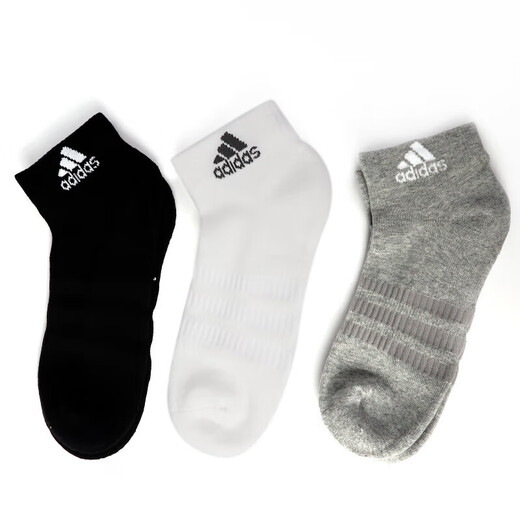 阿迪达斯（adidas）官网官方袜子男袜女袜 春季新款运动袜三双装透气短袜休闲袜子 IC1283/中麻灰/黑/白/三双装 M(39-42码)