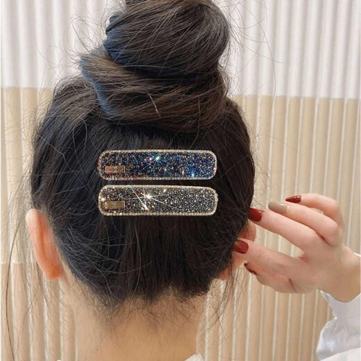 Tang Funi Korean rhinestone hairpin for women with side bangs and broken hair bb clip headwear internet celebrity 2025 new high-end one-word clip champagne color