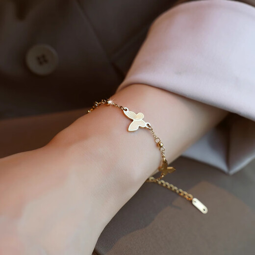 DYN18k gold butterfly bracelet for women 2024 new niche high-end light luxury exquisite bracelet bestie butterfly bracelet 16+5cm