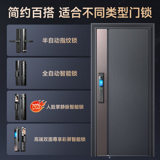 英典朱雀甲级防盗门家用入户门加高门头一门到顶智能门进户门子母门防撬防爆别墅大门 2250*1050 【旗舰款】掌静脉3D人脸智能锁