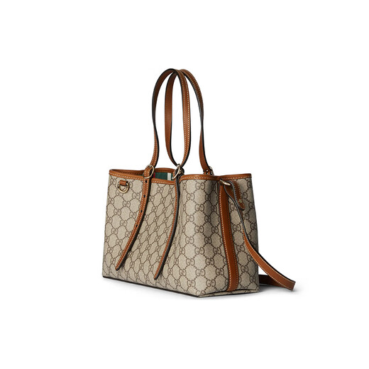 Gucci (GUCCI) women's bag GG Emblem series small old-fashioned coated tote bag handbag shoulder bag crossbody bag 815214 FAD6L 9758 brown pre-sale