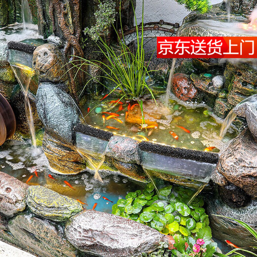 缘泉家大型田园假山喷泉流水鱼池客厅办公加湿室外花园水幕山水庭院摆件 688款小号-110x68x110cm 热卖款