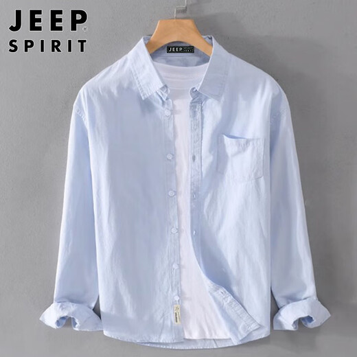 Jeep Spirit Jeep Японская рубашка с длинными рукавами мужчина весна свободно повседневная хлопчатобумажная рубашка, мужчина светло-серый xl