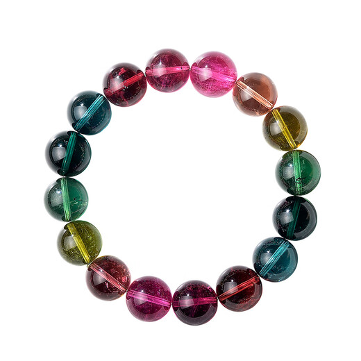 Eternal Symbol Light Luxury Brand Collection Grade Brazilian Old Mine Tourmaline Bracelet Rainbow Candy Crystal Bracelet Women’s Goddess Day Gift Collection Grade Rainbow Tourmaline-7mm