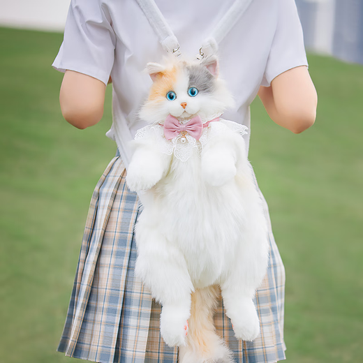 Chongker宠客三花猫包仿真毛绒玩偶治愈生日礼物女生 淡三花背包+珍珠围脖