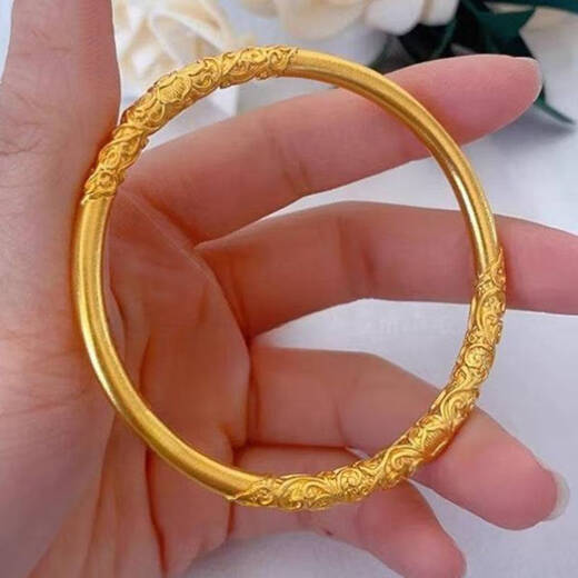 AYD Old Phoenix Gold Store Style Curly Grass Pattern Bracelet D Fu Same Style Ancient Method Inherited 999 Pure Gold Pure Silver Gold-Inlaid Silver Bracelet Plain Curly Grass Pattern Bracelet