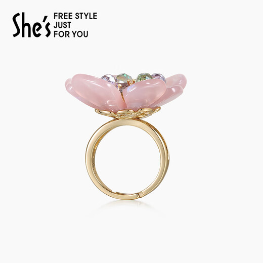 She s Akiko Barbie romantic flower acetate plate open ring light luxury high-end ring ornament birthday gift for women Symphony Purple E0