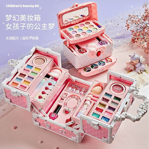 创京懿选儿童化妆品变装套盒公主彩妆玩具礼盒 溢彩蛋糕四层美妆盒