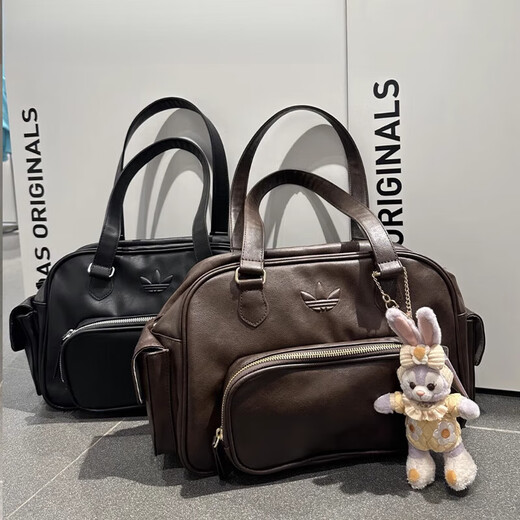 阿迪达斯 （adidas）海外官方三叶草运动休闲复古PU单肩斜挎手拎包JV9277JV9284JV9283 棕色JV9284