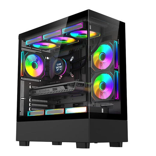 Wanjia Xuanwu PLUS Desktop-Spielecomputer-Hauptgehäuse, Meerblick-Raumgehäuse, Glasseite durch ATX-Motherboard/lange Grafikkarte/360 Wasserkühlungspositionen/280 Wasserkühlungspositionen, schwarzes Xuanwu PLUS-Einzelgehäuse