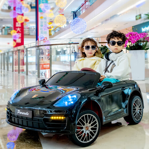 Ai Tong's new children's super large four-wheel remote control car, children's car, two-person two-seater, children's toy car, high-end white dual-wheel drive + leather seat + hard wheel, remote control + self-driving + mobile phone remote control + swing