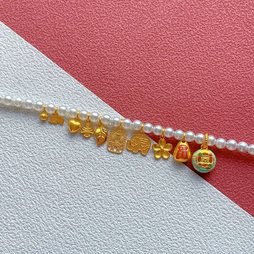 Library selects AU750 pure 18K gold accessories, ancient gold pumpkin, elephant, love, fish, leaf, Zakiram pendant, peace and happiness 18K--557 models