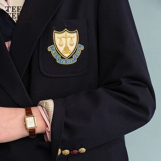 Teenie Weenie Bear Women's Blazer Autumn Retro College Temperament Double-breasted Suit Navy XS