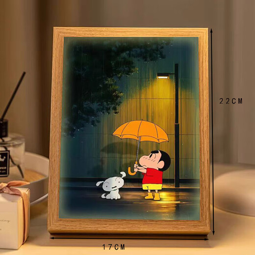 He Jian Gong Crayon Xiaoxin Light Painting Night Light Living Room Bedroom Decoration Painting Table Set Gift Ornaments for Gifts for Boyfriend Xiaoxin Street Lamp 8 Inch Three Color Charging Model 16.5*21.5cm