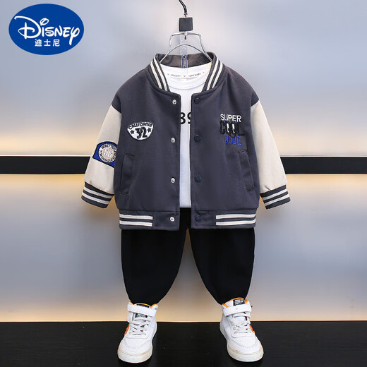 Disney Boys Spring Jacke 2025 Neue Baby Spring- und Herbstjacke für Kinder Herbst Boys Baseballuniformen dunkelgrau 90 cm
