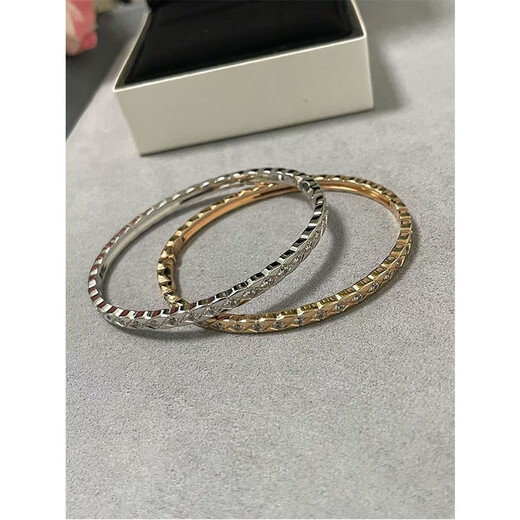 Shilian narrow version diamond pattern bracelet for women rose gold simple electroplated 18k gold hand decoration style light luxury ring rose gold full diamond