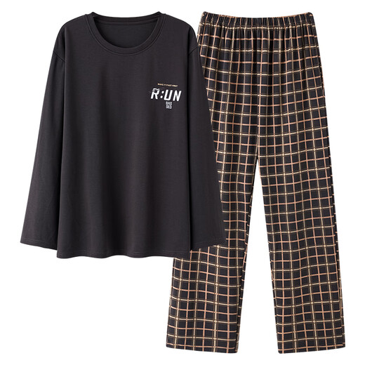 
Yalu pajamas men's spring and autumn pure cotton 2025 new men's home clothing set full cotton summer large size for outdoor wear NSALM-QZ9923 L (recommended 120-140Jin [Jin equals 0.5 kg])