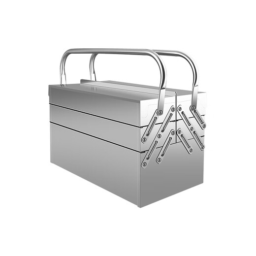 Baolian stainless steel tool box three-layer folding multi-functional industrial-grade repair home portable electrician hardware storage box three-layer stainless steel tool box 460mm + password lock